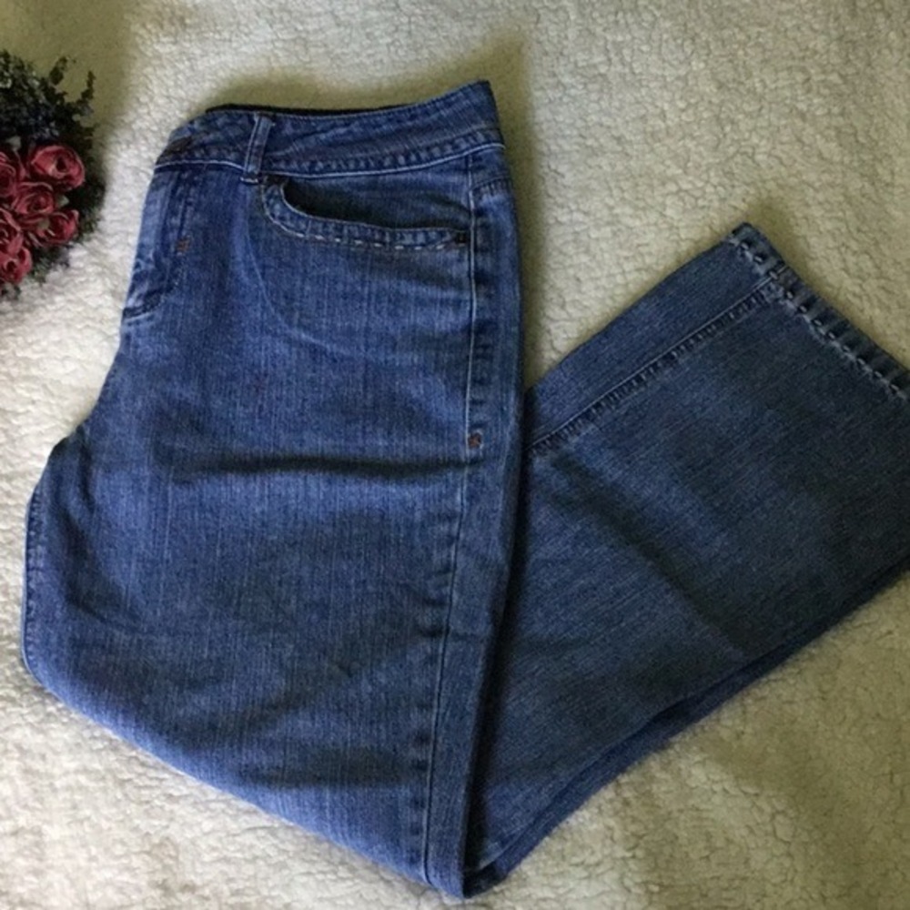 Christopher&Banks 10 Jeans Boho Flare Cotton Stretch Medium Wash Cottagecore